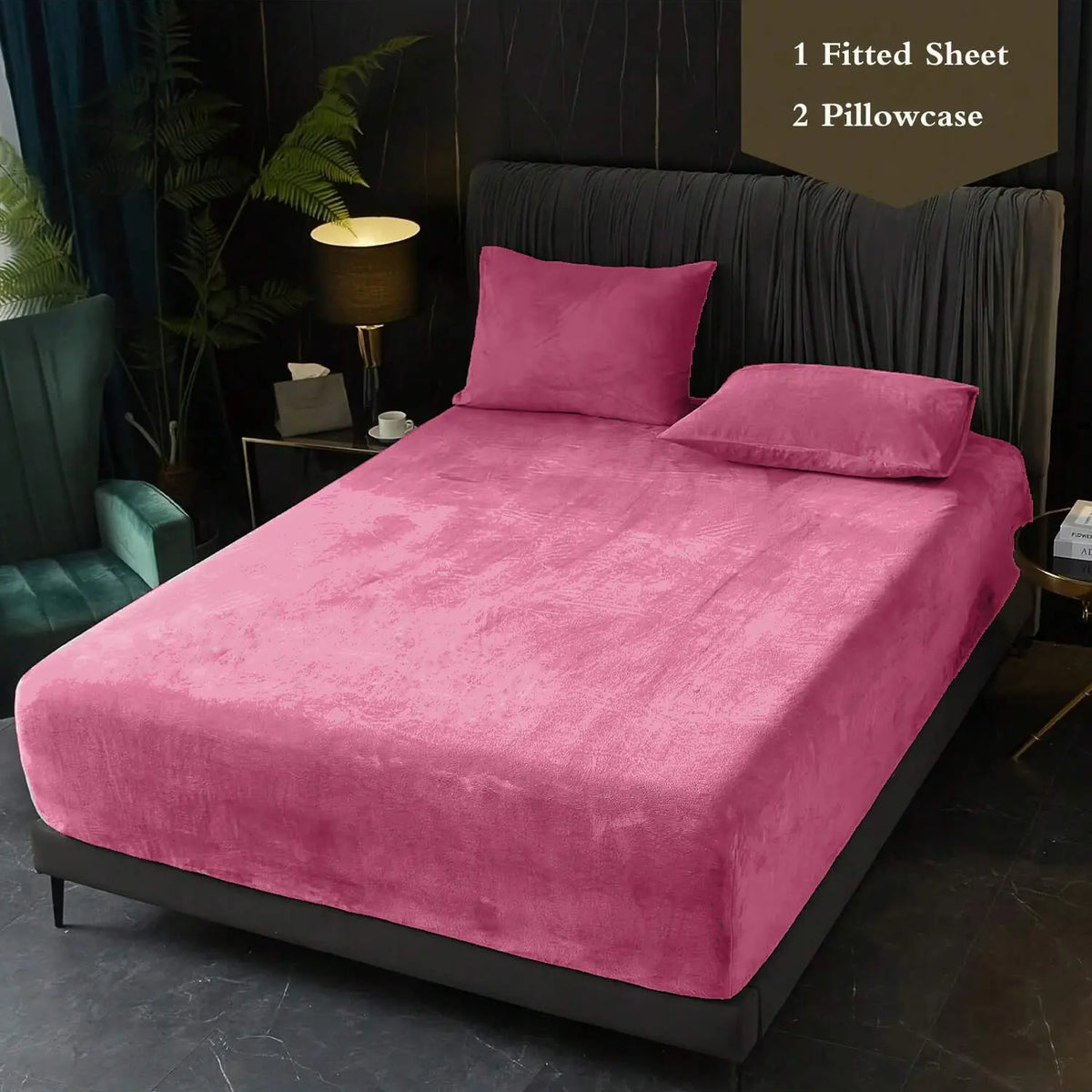 3pcs crystal velvet Fitted Sheet pillowcase set, 1 Fitted Sheet+2 pillowcases (excluding pillow core), soft deep pocket design bedding set, suitable for all seasons, Comfy bed sets, Soft bed sheets, Bed Sets Supplies