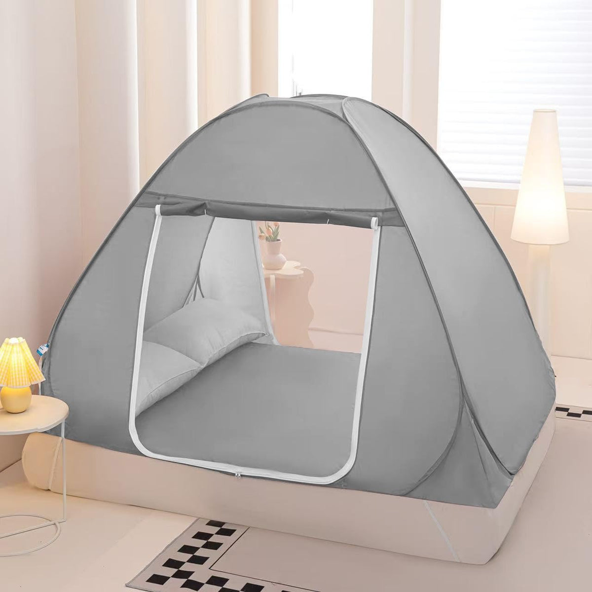 Mosquito Net for Bed, Folded Size 12 inch Portable Camping Travel Mosquito Net, Pop Up Mosquito Tent with Double Entry for King Queen Size Bed (Folded 12 Inch, 71"x79"x59")