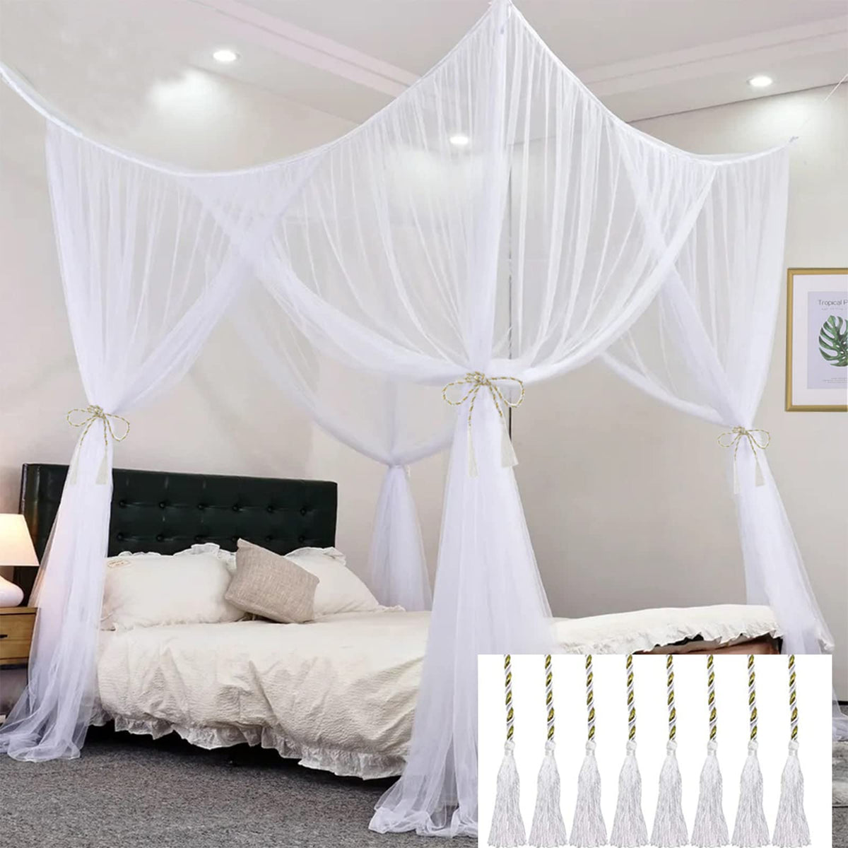 Mosquito Net Bed Canopy for Girls Dome Bed Curtains Tent Twin Queen Size