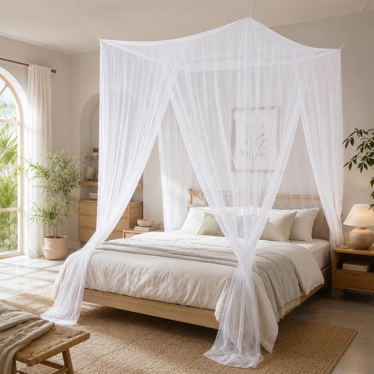 Canopy Bed Curtains for Full Queen King Size Bed, Mosquito Net for Bed