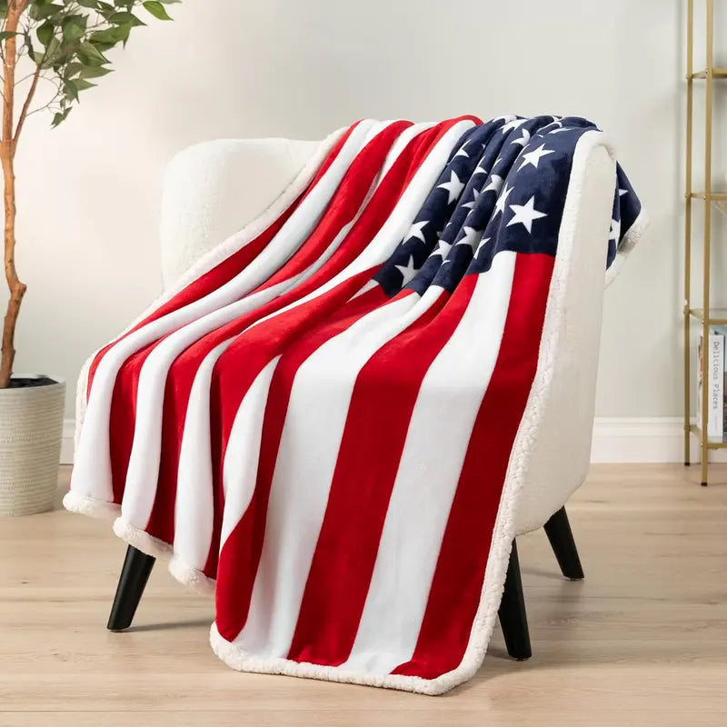 American Flag Fleece Throw Blanket - Cloud-Soft Warm Flannel Blanket for Sofa, Couch, USA Military Veteran 4th July Gift, Cloud‑Soft Fleece, American Flag Style Blankets