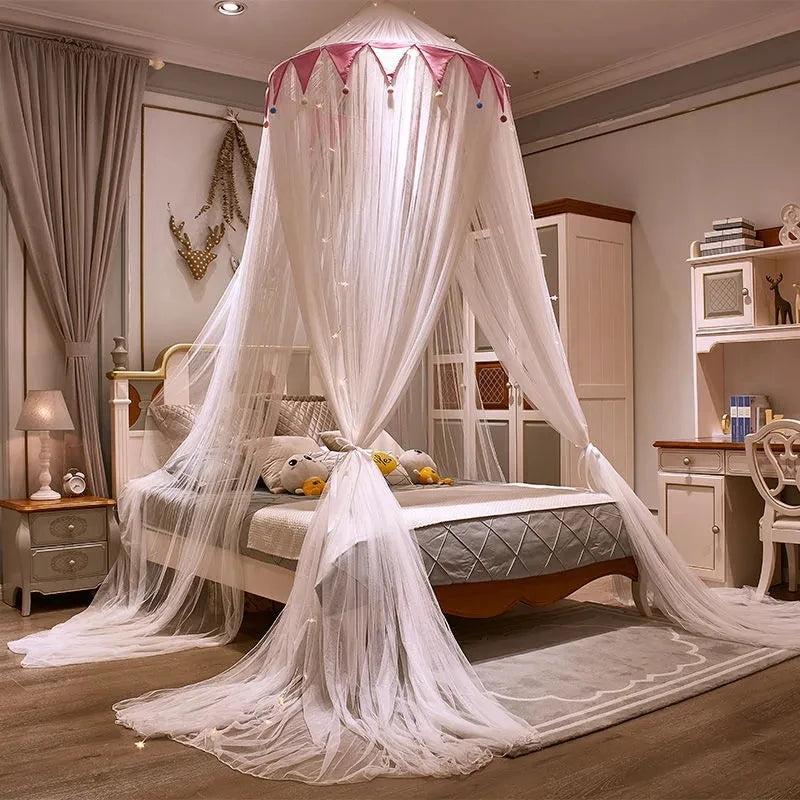 Large Space Dome Hanging Mosquito Net Free Install Double Bed Mosquito Net Foldable Princess Style Lace Gauze Bed Curtain