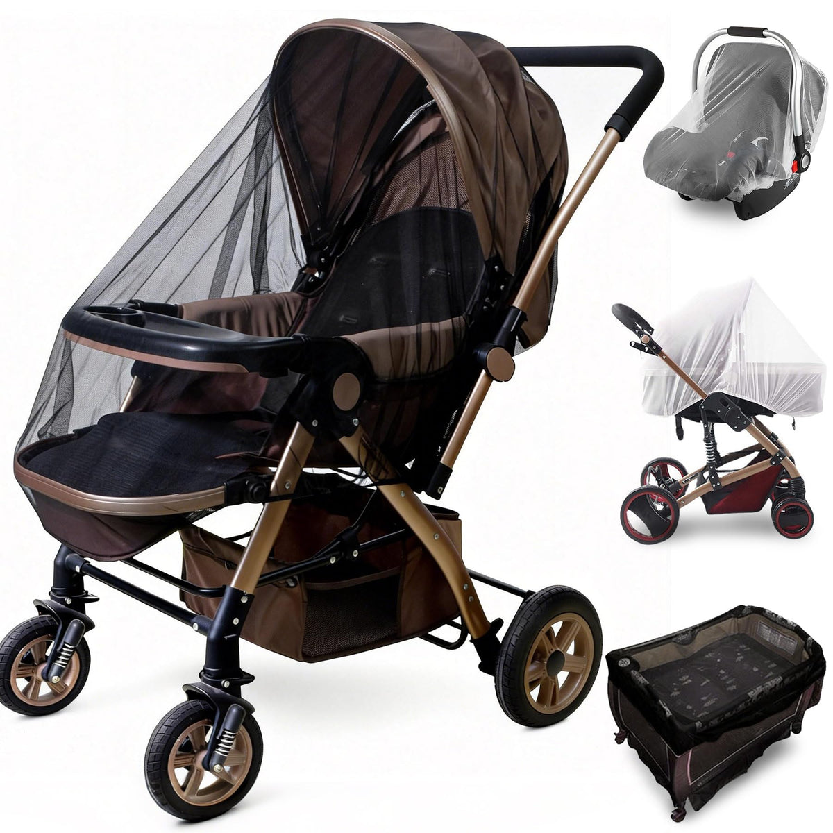 Sysmie 2 Pack Baby Stroller Mosquito Net, Durable Mesh Protection, Black