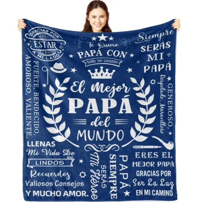 A Spanish letter: papa gives a blanket to his daughter, papa & mama give Birthday gift for son & daughter. A soft and comfortable flannel blanket, perfect for various occasions, a Valentine's Day gift.Easter Gifts for Kids