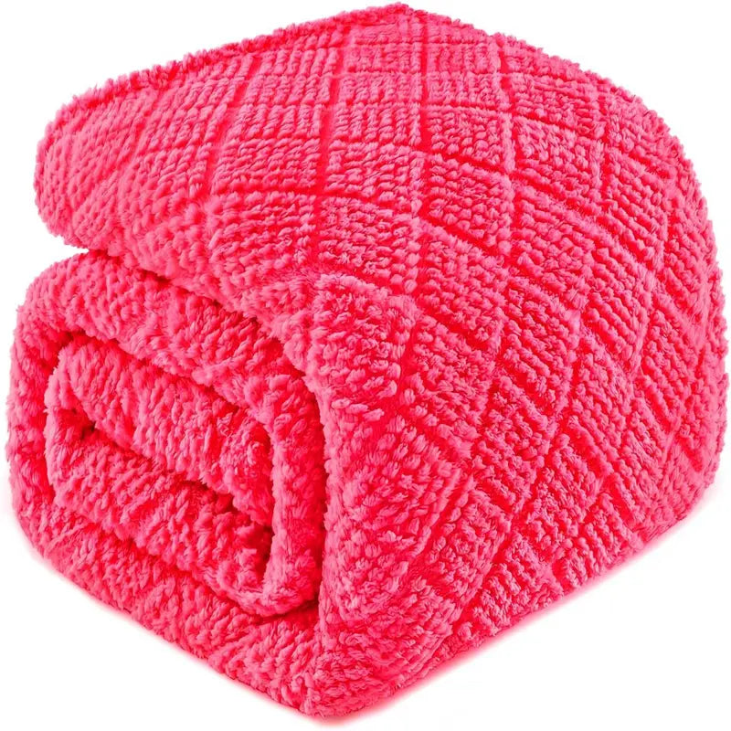 【backtoschoolday】Whale Flotilla Fuzzy Fleece King Size Blanket for Bed, Soft Fluffy Jacquard Waffle Blankets for All Season, Lightweight and Warm, 90x104 Inch