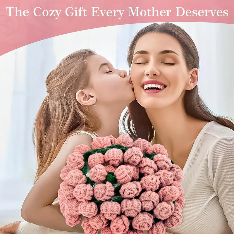 【FallPickDeals 】ROSEKIND Finished Flower Bouquet Blanket,Handmade Crochet Flower Blanket,2-in-1 Soft Knitted Throw Rose Blanket, Romantic Gift for Birthday Wedding Valentine’s Day Mother's Day for Mom Girls and Sisters,Gifts for All Occasions, Room Decor