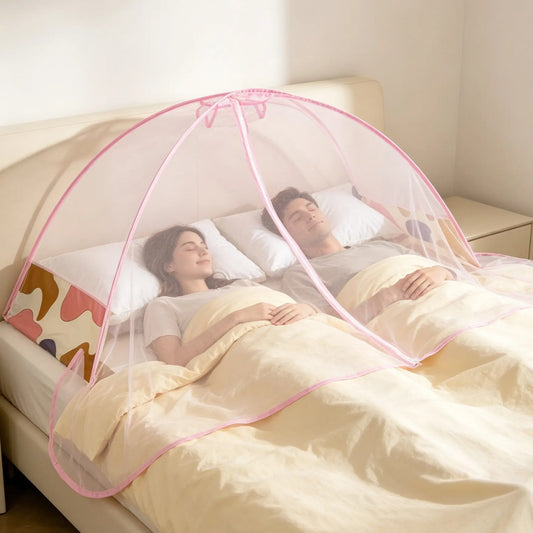 Portable Mosquito Proof Net Face Head Cover Convenient Foldable for 2 Person Home Bed Student Dormitory