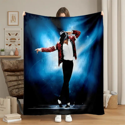 1pc Michael Jackson King of Pop Music Flannel Fleece Fuzzy Blanket - Super Soft, Gentle, Cozy, Lightweight Portable Soft Bedding Throw for Bed, Travel - Adult Fluffy Bedding for Home Use