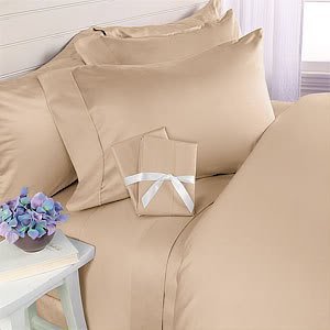 600 Thread Count Four (4) Piece Full Size Taupe Solid Bed Sheet Set, 100% Egyptian Cotton, Premium Hotel Quality