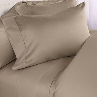 600 Thread Count Four (4) Piece Full Size Taupe Solid Bed Sheet Set, 100% Egyptian Cotton, Premium Hotel Quality