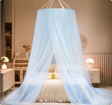 Bed Canopy Mosquito Net for Bed, Mesh Dome Room Decor,Blue