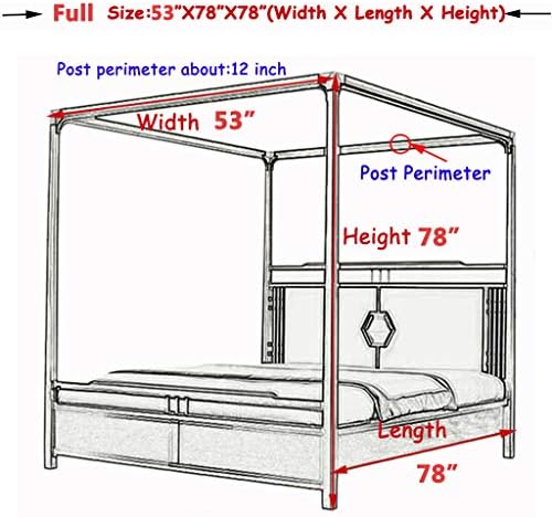 Elegant Rustic Style Lace, 4 Corner Post Mosquito Net for Girls Women Bed Curtain Canopy for Adult Wedding (Coffee,Full)