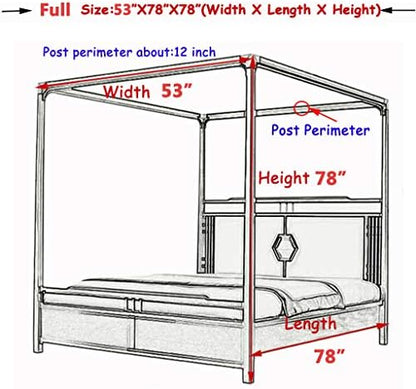 Elegant Rustic Style Lace, 4 Corner Post Mosquito Net for Girls Women Bed Curtain Canopy for Adult Wedding (Coffee,Full)