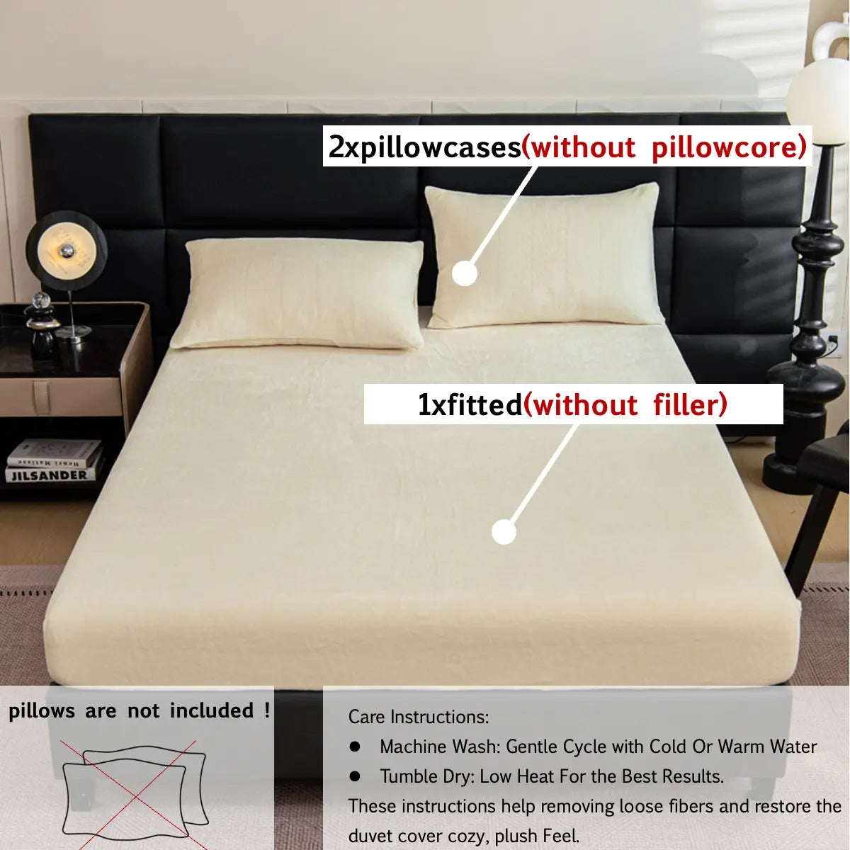 2/3-Piece Plush Orange Mattress Protector Set, Soft Comfy Bedding, Includes 1 Fitted Sheet & 2 Pillowcases, 6"-18" Deep Pocket Design, Soft Breathable & Stain-Resistant, Machine Washable, Ideal for Bedroom, Guest Room, Dorm