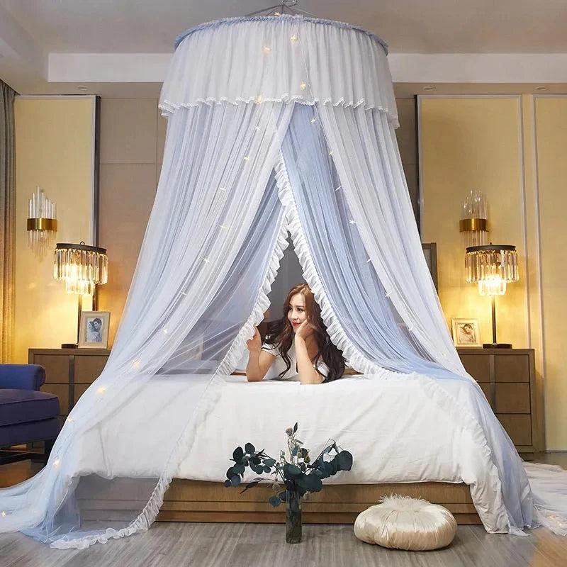 Large Space Dome Hanging Mosquito Net Free Install Double Bed Mosquito Net Foldable Princess Style Lace Gauze Bed Curtain