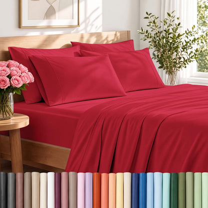 Bare Home Sheet Set 1800 Ultra-Soft with 4 Pillowcases (Queen, Grey)