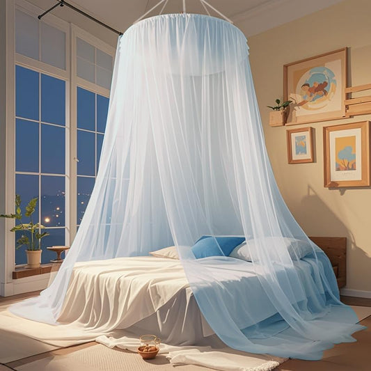 Bed Canopy Mosquito Net for Bed, Mesh Dome Room Decor,Blue