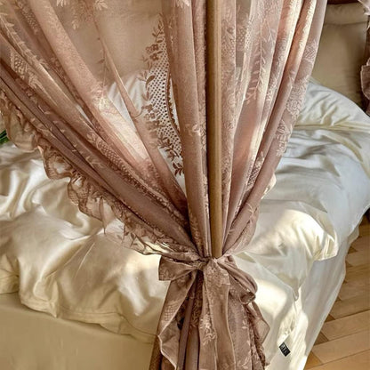 Obokidly Retro Lace Mosquito Net Oldshools Fashioned Style Bed Curtain Canopy for Girls Adults Women Queen King Cal Size Bed (Coffee-2, 53" W x 78" L (Pack of 1))