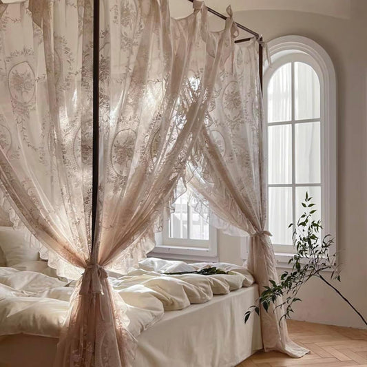 Rustic Lace Princess 4 Corner Post Bed Canopy Mosquito Net (Size_Name Full)