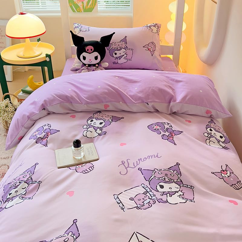 Anime Queen Bedding Set 4 Piece, Polyester Duvet Cover, Flat Sheet & Pillowcase, Easy Care