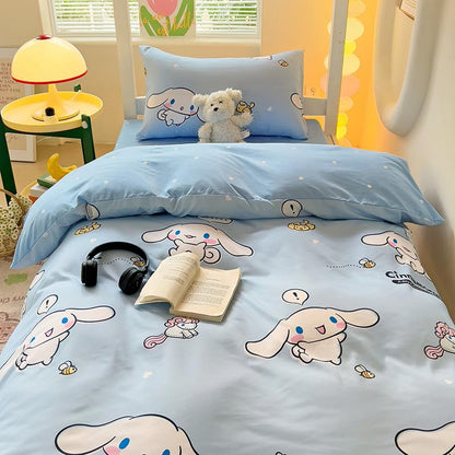 Anime Queen Bedding Set 4 Piece, Polyester Duvet Cover, Flat Sheet & Pillowcase, Easy Care