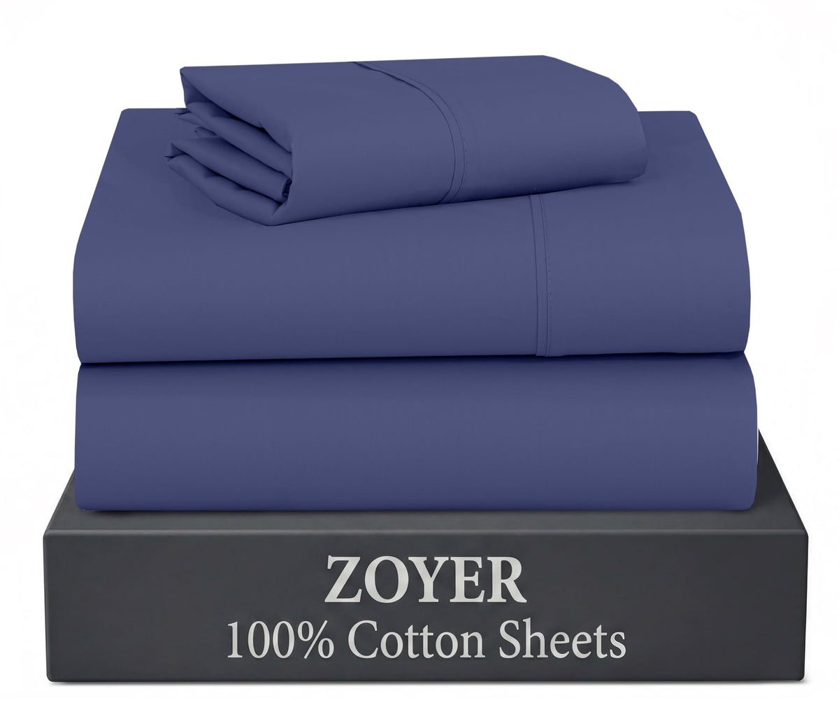 ZOYER 100% Cotton Queen Sheets, Percale Weave, Soft Sand