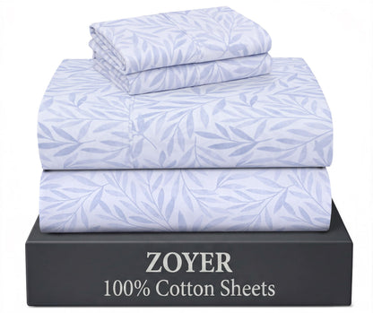 ZOYER 100% Cotton Queen Sheets, Percale Weave, Soft Sand