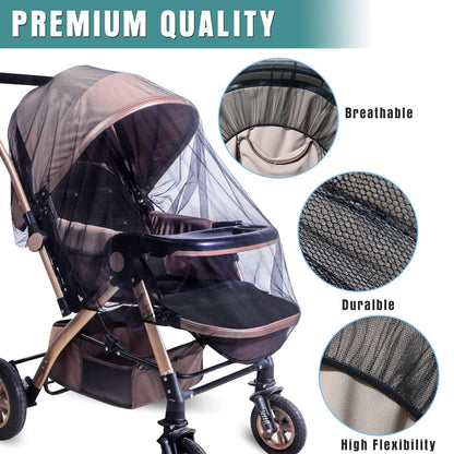 Sysmie 2 Pack Baby Stroller Mosquito Net, Durable Mesh Protection, Black