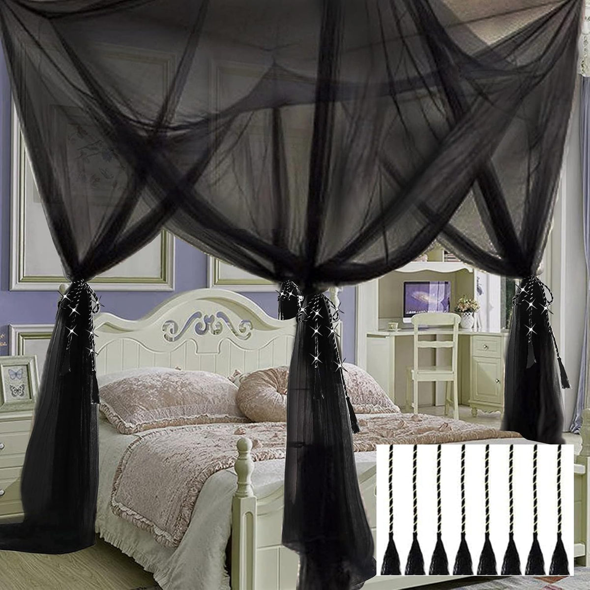 Mosquito Net Bed Canopy for Girls Dome Bed Curtains Tent Twin Queen Size