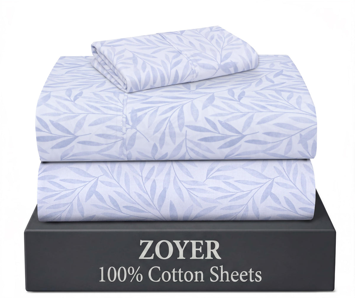 ZOYER 100% Cotton Queen Sheets, Percale Weave, Soft Sand