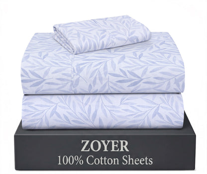 ZOYER 100% Cotton Queen Sheets, Percale Weave, Soft Sand