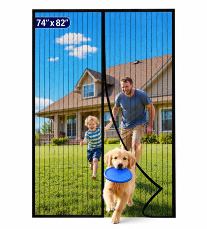 Kitsure Magnetic Screen Door Mesh, 38 x 82 in, Hands-Free Closure