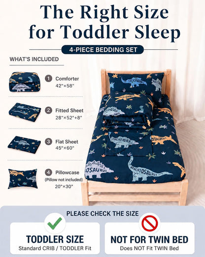 4-Piece Toddler Bedding Set, Plush Minky Dot Comforter Set for Boys