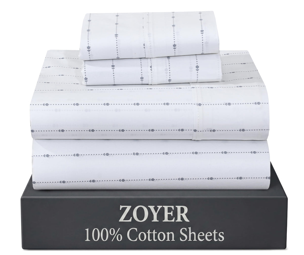 ZOYER 100% Cotton Queen Sheets, Percale Weave, Soft Sand