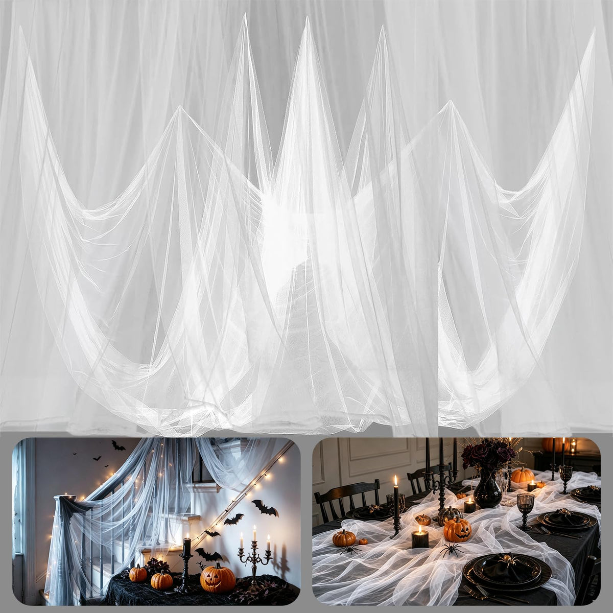 2Pcs 13x10ft Ultra-fine Mesh Mosquito Net, for Halloween Black Gauze Cloth