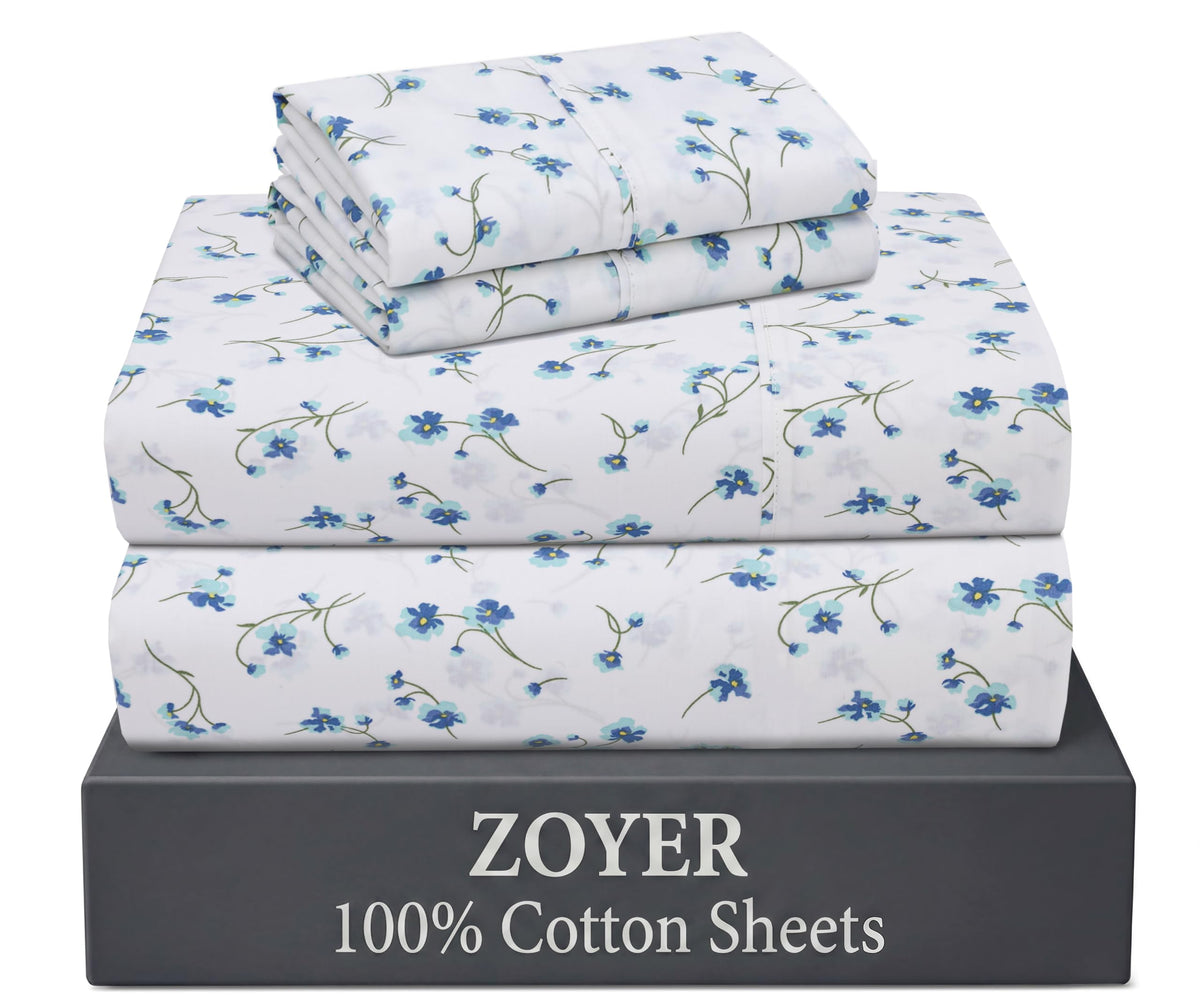 ZOYER 100% Cotton Queen Sheets, Percale Weave, Soft Sand