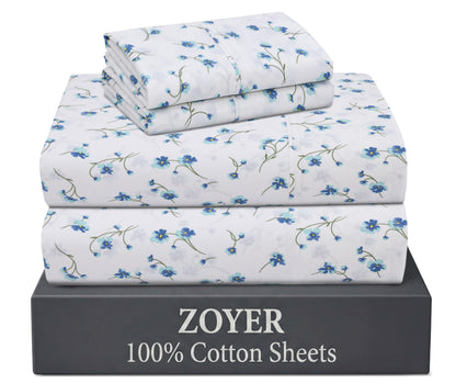 ZOYER 100% Cotton Queen Sheets, Percale Weave, Soft Sand