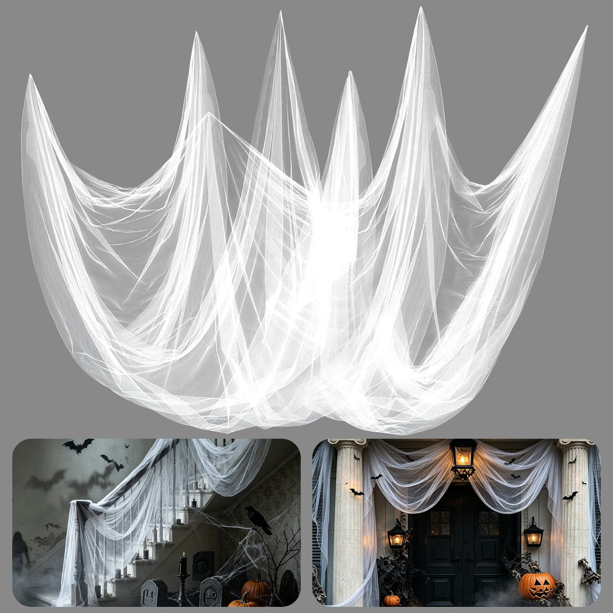 2Pcs 13x10ft Ultra-fine Mesh Mosquito Net, for Halloween Black Gauze Cloth
