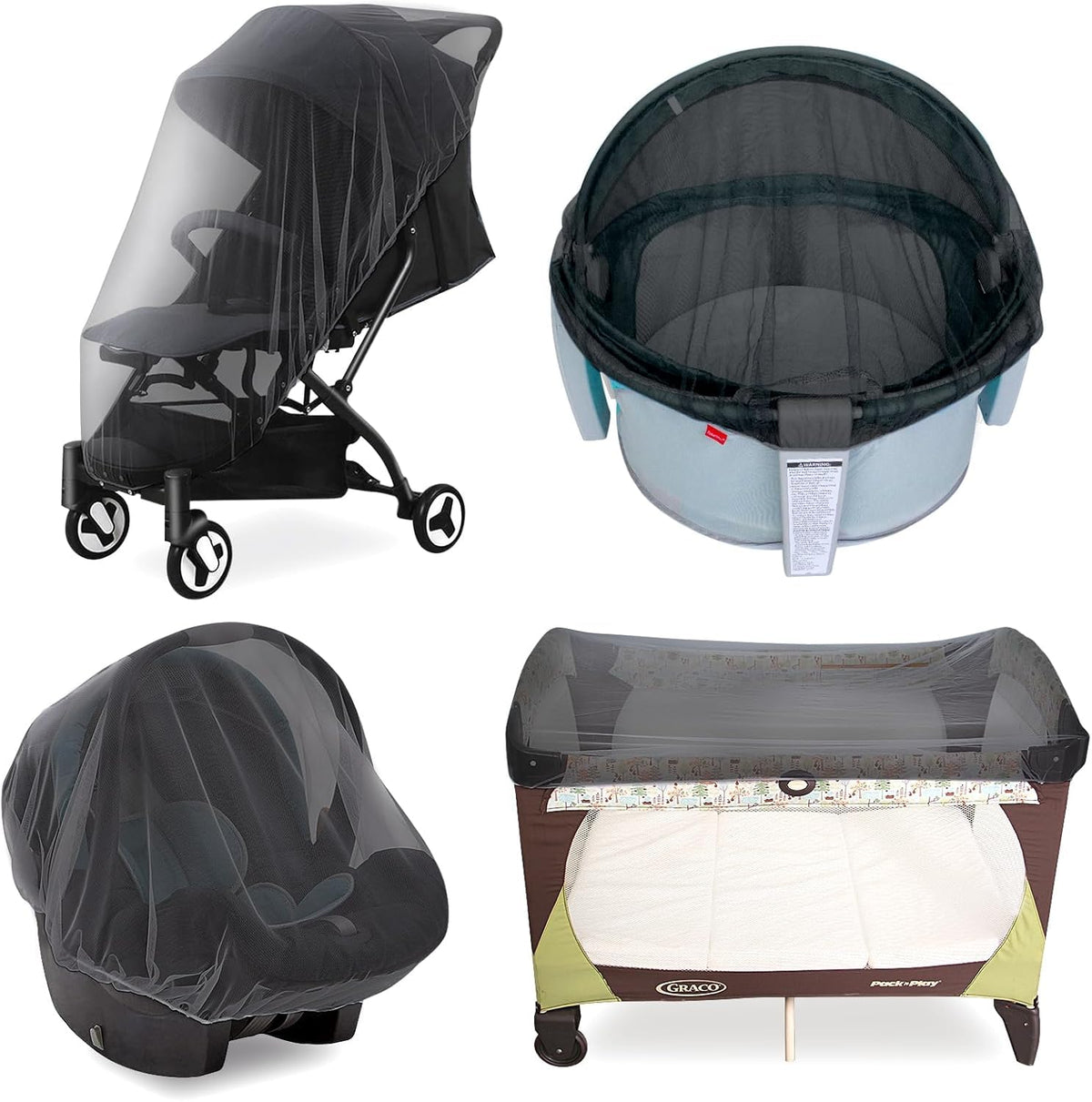 Baby Mosquito Net for Stroller, Bug Net and Mesh Protection,White