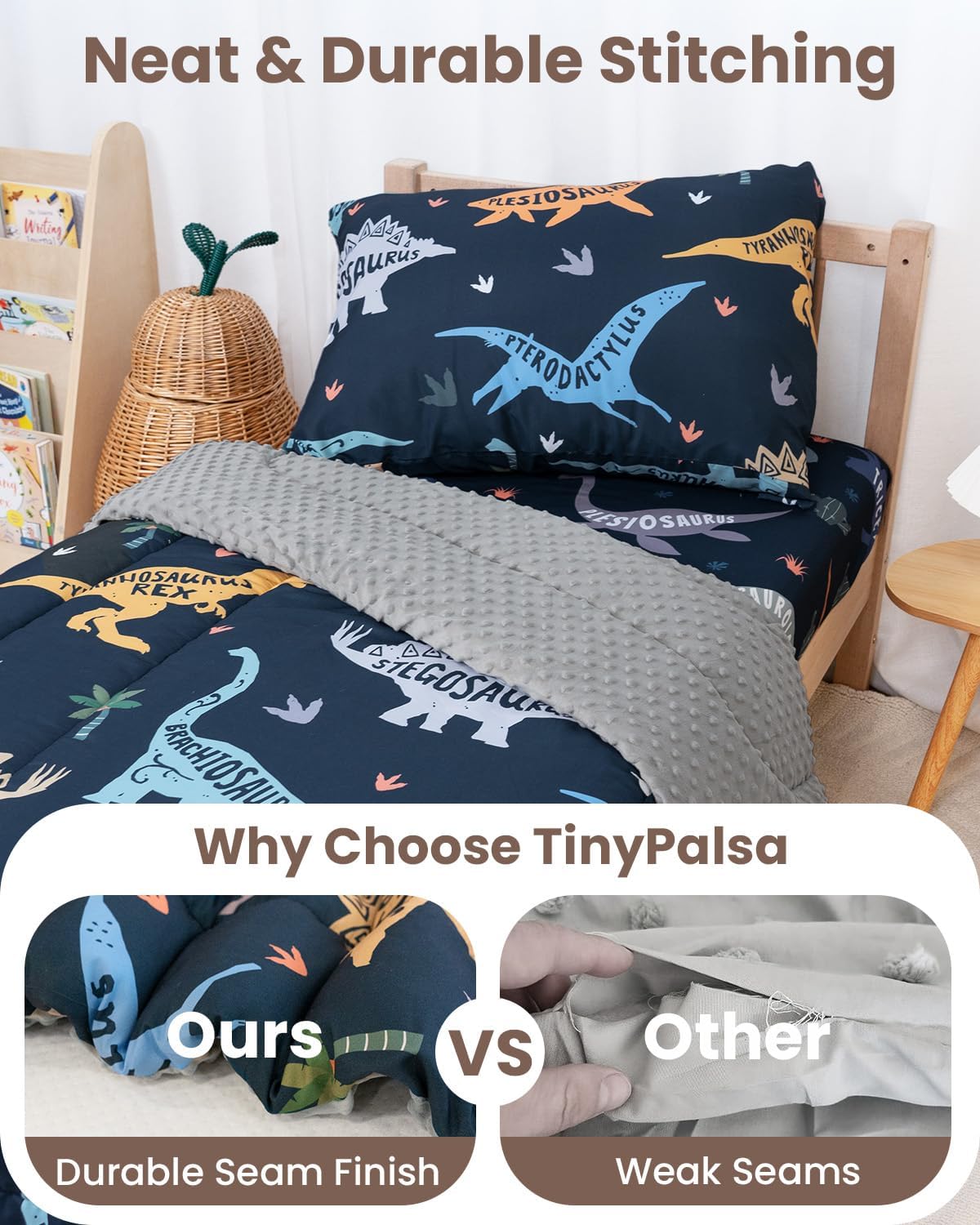 4-Piece Toddler Bedding Set, Plush Minky Dot Comforter Set for Boys