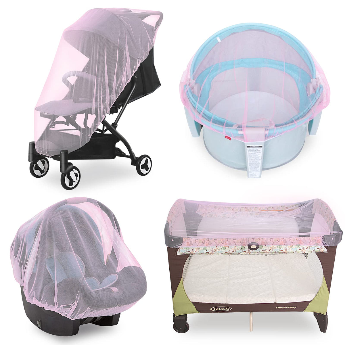 Baby Mosquito Net for Stroller, Bug Net and Mesh Protection,White