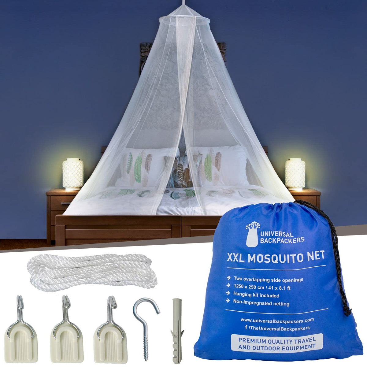 Mosquito Net for Queen & King-Size Bed - Fully Enclosed Bed Canopy