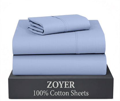 ZOYER 100% Cotton Queen Sheets, Percale Weave, Soft Sand