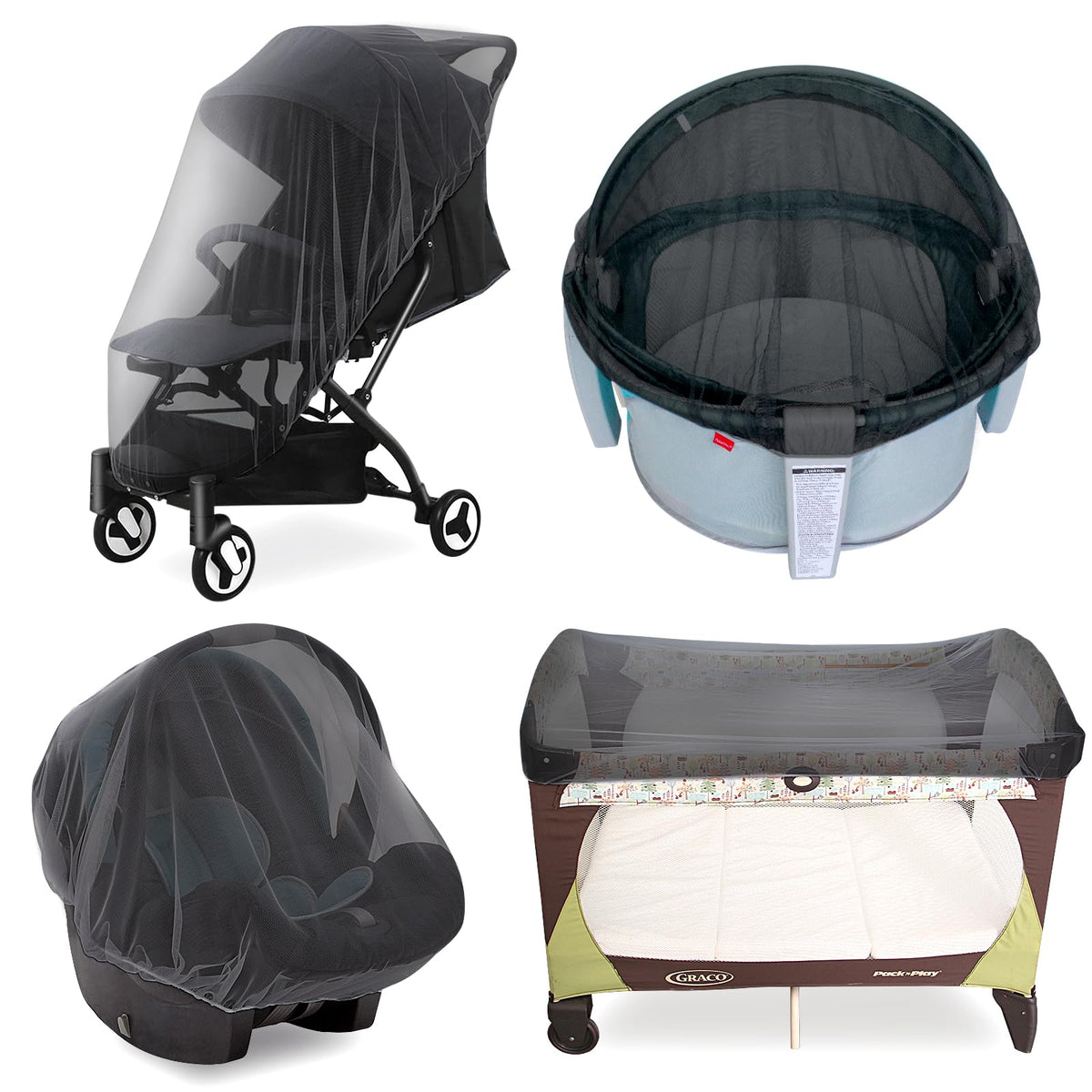 Baby Mosquito Net for Stroller, Bug Net and Mesh Protection,White