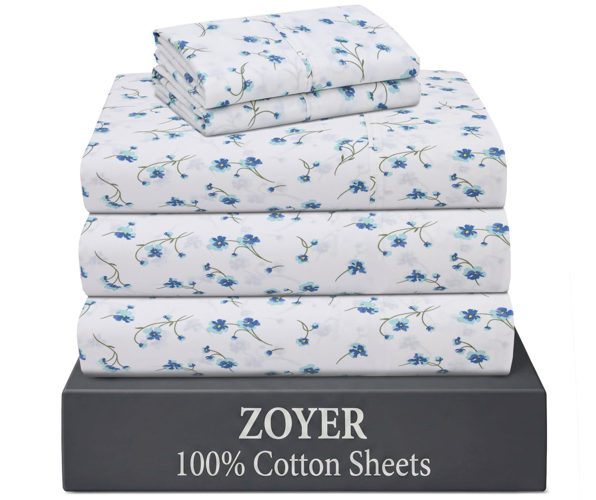 ZOYER 100% Cotton Queen Sheets, Percale Weave, Soft Sand