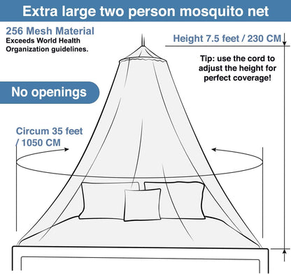 Mosquito Net for Queen & King-Size Bed - Fully Enclosed Bed Canopy