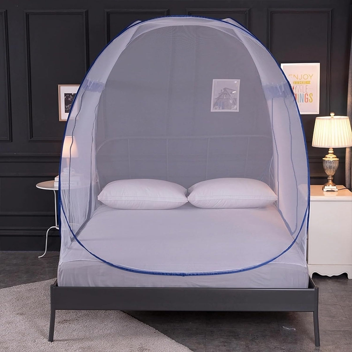 Mosquito Net for Bed, Folded Size 12 inch Portable Camping Travel Mosquito Net, Pop Up Mosquito Tent with Double Entry for King Queen Size Bed (Folded 12 Inch, 71"x79"x59")