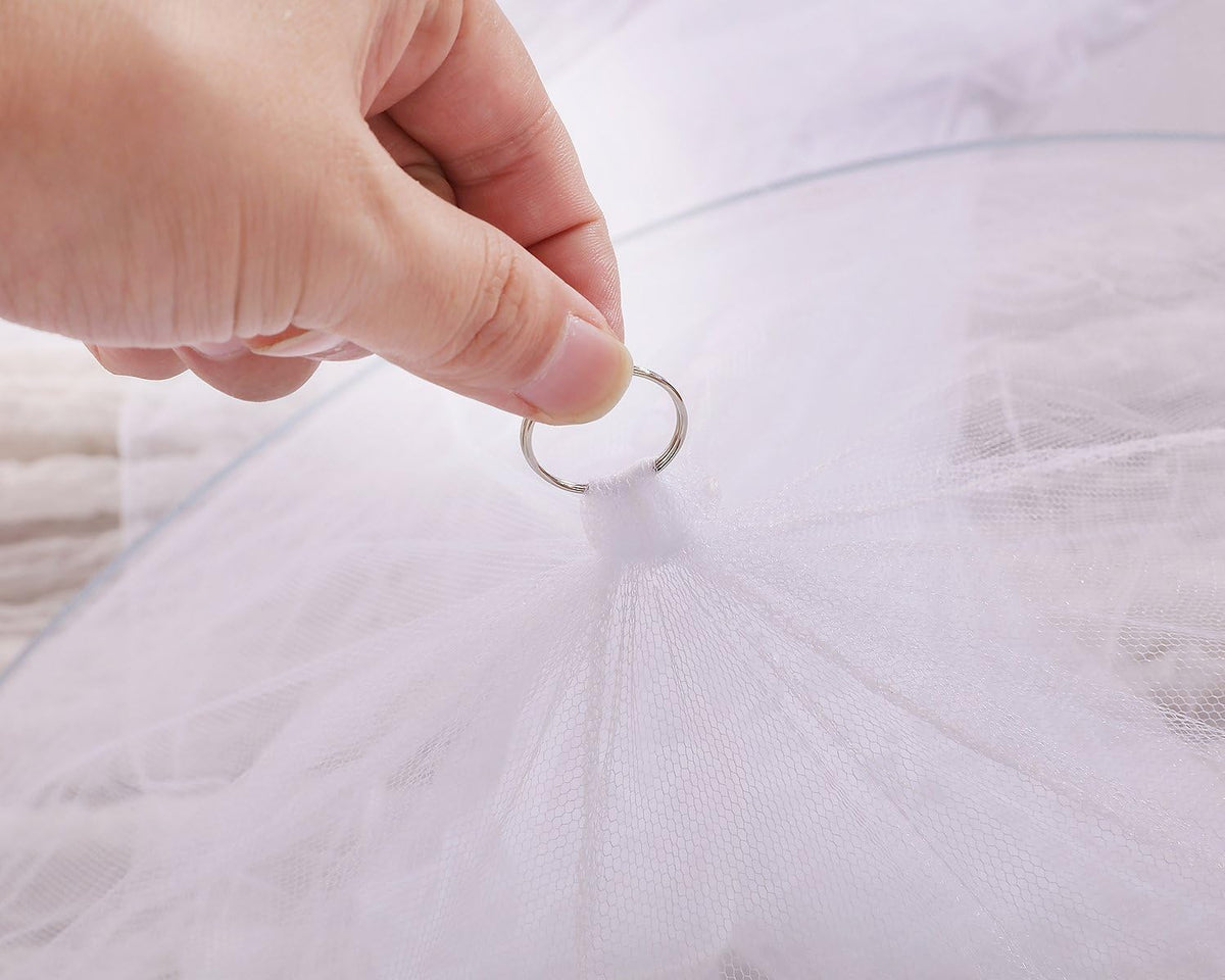 GOLF 1PCS Mosquito Nets, Insect Bug Protection Bed Canopy Elegant Lace Hanging Curtain, Ideal for Home Travel (White)