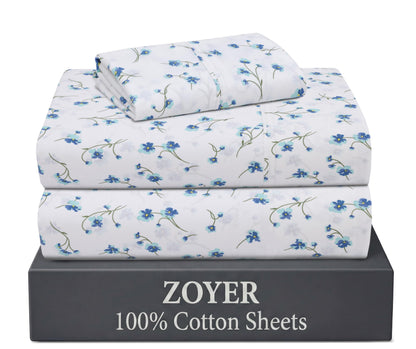 ZOYER 100% Cotton Queen Sheets, Percale Weave, Soft Sand