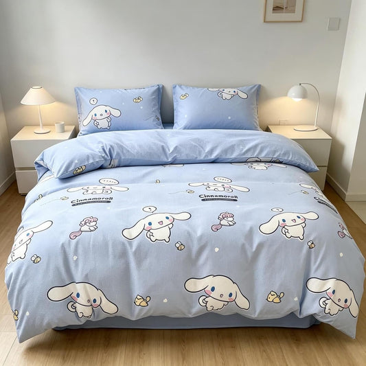 Anime Queen Bedding Set 4 Piece, Polyester Duvet Cover, Flat Sheet & Pillowcase, Easy Care